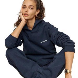 Sporty & Rich Classic Logo Hoodie 'Navy/White'